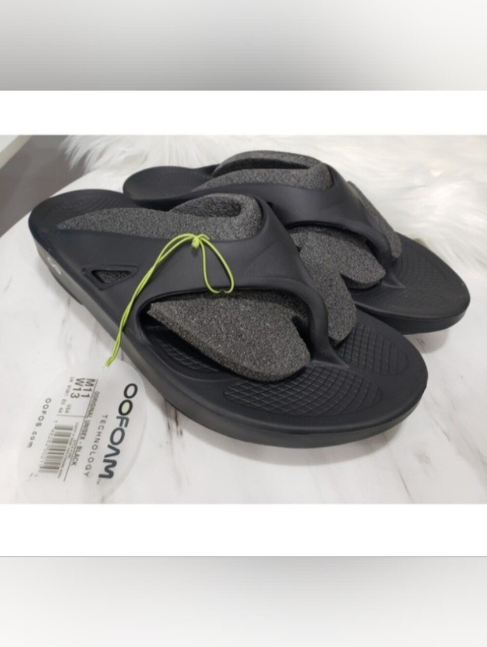 NEW MENS 11 OOFOS OOriginal Unisex Black Sandals SOLID BLACK FLIP FLOP WOMEN 13